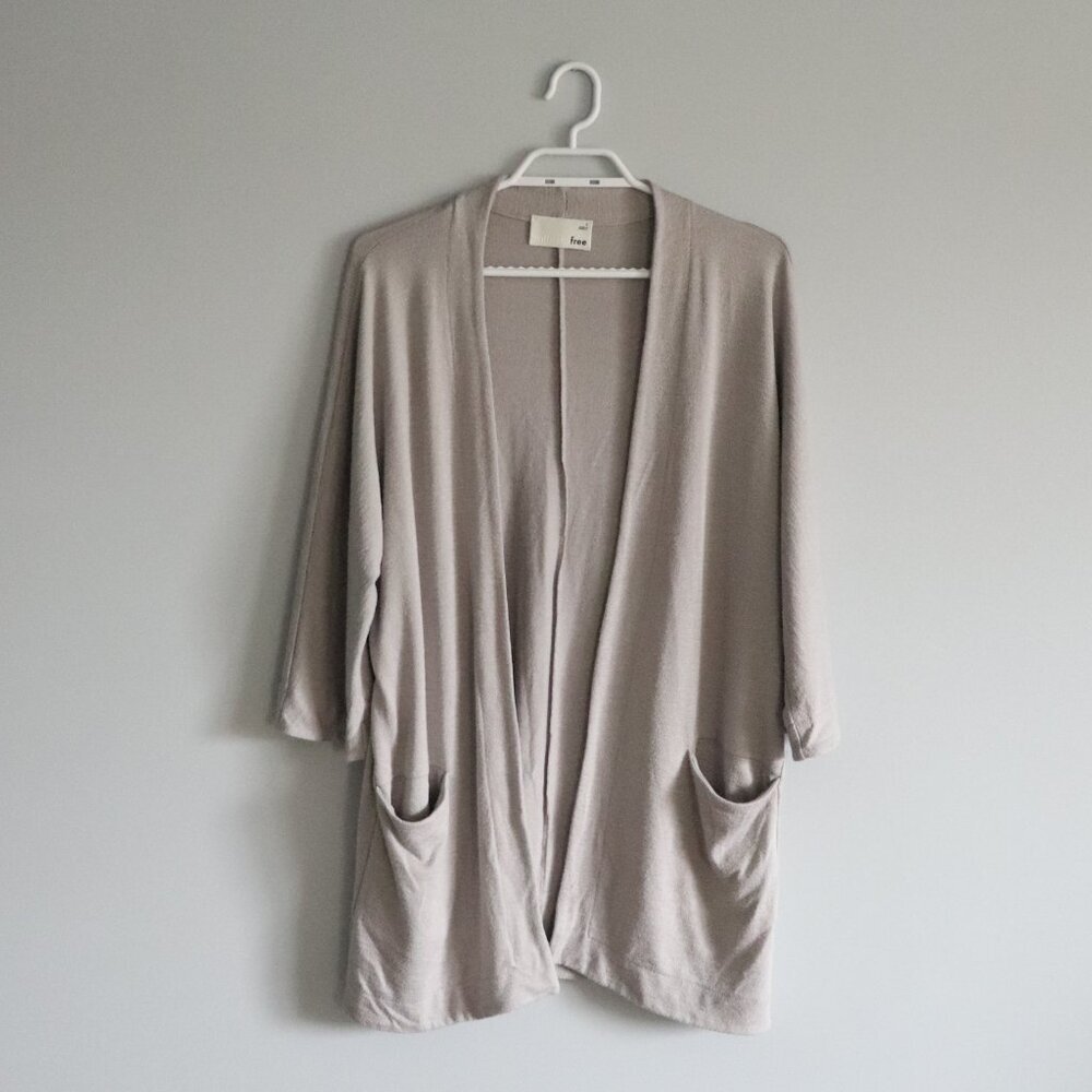 Wilfred Free Women's Grey Sz S Relaxed Open‎ Front Jersey Knit Stretch Cardigan